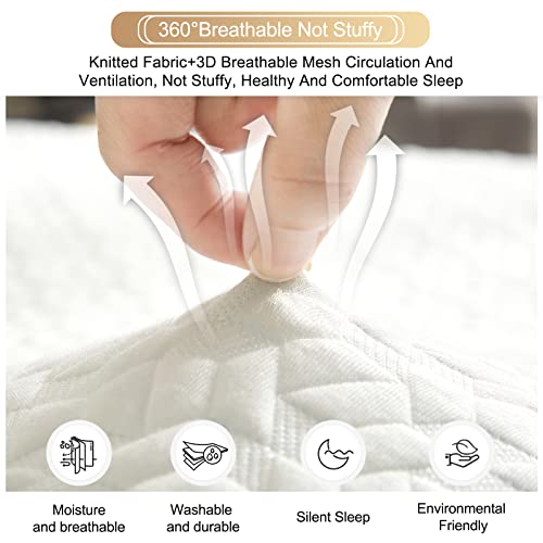  Queen Size 3 Inch Memory Foam Mattress Topper Queen Size, Gel-Infused Cooling Bed Topper With Removable & Washable Bamboo Fiber Cover, Zipper Closure