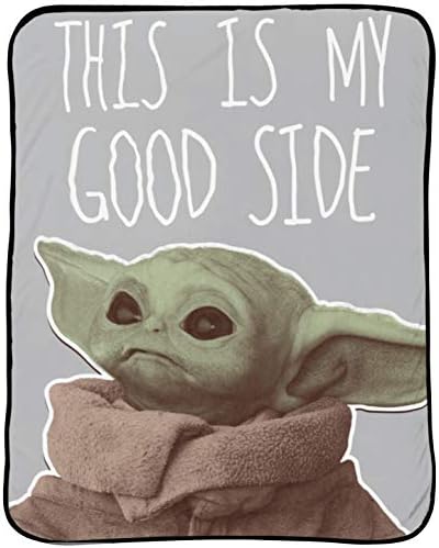  Jay Franco Star Wars The Mandalorian My Good Side Throw - Measures 46 X 60 Inches, Kids Bedding Features The Child Baby Yoda Grogu - Fade Resistant Super Soft Fleece