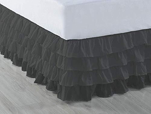  Pinch Pleated Split Corner Bed Skirt 100% Egyptian Cotton 600 Thread Count 15 Inch Drop Luxurious Decorative & Easy To Wash Wrinkle & Fade Resistant (King, White)