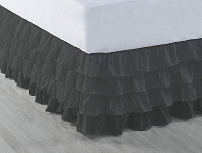  Pinch Pleated Split Corner Bed Skirt 100% Egyptian Cotton 600 Thread Count 15 Inch Drop Luxurious Decorative & Easy To Wash Wrinkle & Fade Resistant (King, White)