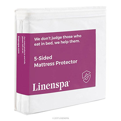  Mattress Protector Twin - Five Sided Twin Mattress Protector Waterproof Mattress Cover – Soft Breathable Bed Protector - Fitted Sheet Style - Deep Pocket Up To 14”