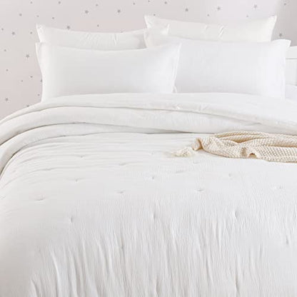  Soft Muslin Comforter Lightweight Oversized King Comforter 120x120, 100% Cotton Breathable Gauze White Bedding Comforter Duvet Insert