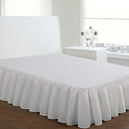 Bedding Ruffled Bedskirt, Classic 18” Drop Length, Gathered Styling, Full, White, FRE30118WHIT02