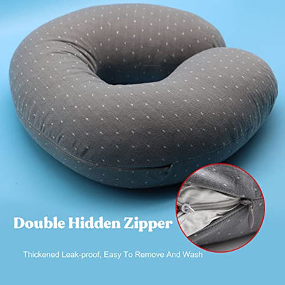  Edomi Buckwheat U-Shaped Neck Pillow Adjustable Buckwheat Hull Pillow With Pillowcase, Neck Support For Pain Relief, Neck And Shoulder Relax Cervical Pillow (12x12 Inch, Gray)