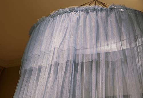  Mengersi Canopy Bed Curtain For Girls Adults-Dome Bed Net For Twin Full Queen King Size Bed, Quick Easy Installation (Round Canopy, Gray)