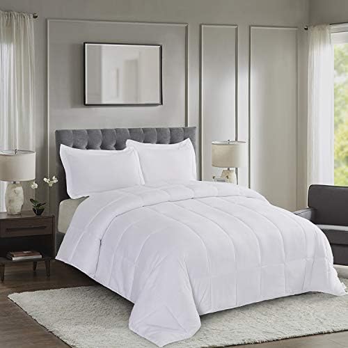  HIG 3pc Green Down Alternative Comforter Set Queen Size - All Season Reversible Comforter With Two Shams - Quilted Duvet Insert With Corner Tabs - Box Stitched - Breathable, Soft, Fluffy