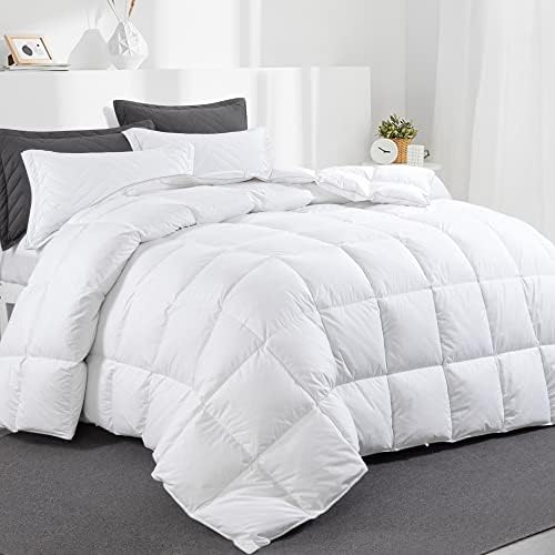  120x120 Oversized King Down And Feather Comforter, 50% Down 500+ Fill Power Grey Duvet Insert With 100% Cotton Cover, Fluffy Extra Large Comforter With Corner Tabs