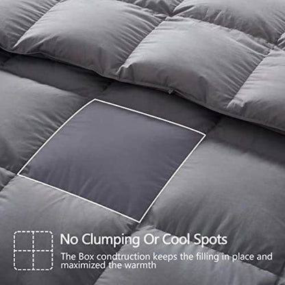  Goose Down Comforter Queen Size,Medium Weight Duvet Insert For All Season,38OZ,650 Fill Power,100% Cotton With Corner Tabs,Grey…