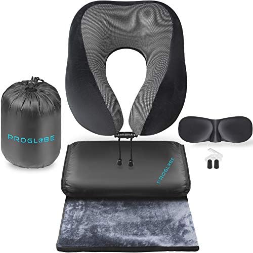  Travel Blanket Luxury Travel Set - Ergonomic Airplane Neck Pillow 100% Pure Memory Foam And Super Soft Fleece Blanket - Premium 3D Sleep Mask & Earplugs - Ultimate 4-in-1 Travel Kit Black