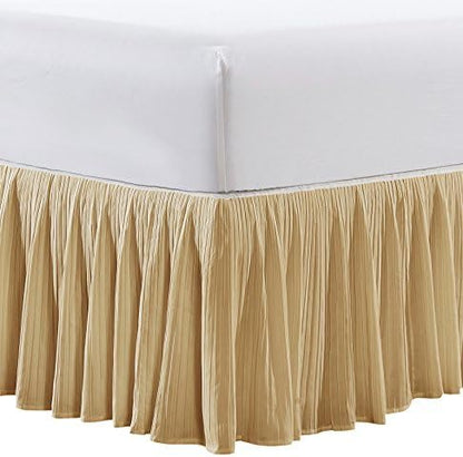  Microfiber Pleated Bedskirt, Stylish Design Wrap Around Solid Microfiber With 18" Drop, Gathered Ruffled Bedding Home Decoration, King, Birdsong Coral (78" X 80" + 18")