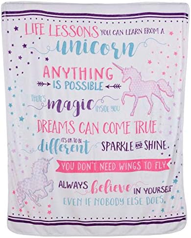  Premium Flannel Blanket - Inspirational Gift For Friends, Family - Birthday, Get Well - Comforting Super Soft Flannel Blanket (50x60 Inch) - Art By Jennifer Pugh (Life Lessons From A Unicorn)