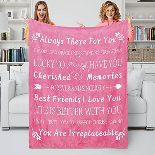  Best Friend Birthday Gifts For Women Unique Female Friendship Gifts For Bestie Fleece Throw Blanket 50"x60" (Seablue)