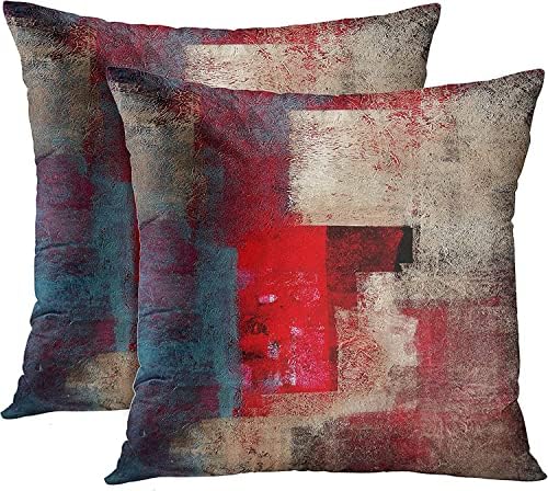  Emvency Set Of 2 Blue White And Gray Throw Pillow Covers Modern Abstract Painting Decorative Pillow Cases Home Decor Standard Square 20x20 Inches Pillowcases