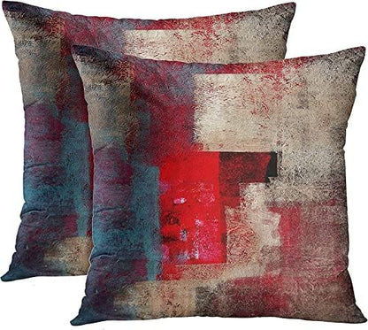  Emvency Set Of 2 Blue White And Gray Throw Pillow Covers Modern Abstract Painting Decorative Pillow Cases Home Decor Standard Square 20x20 Inches Pillowcases