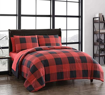  Buffalo Plaid 5pc Red And Black Bed In A Bag