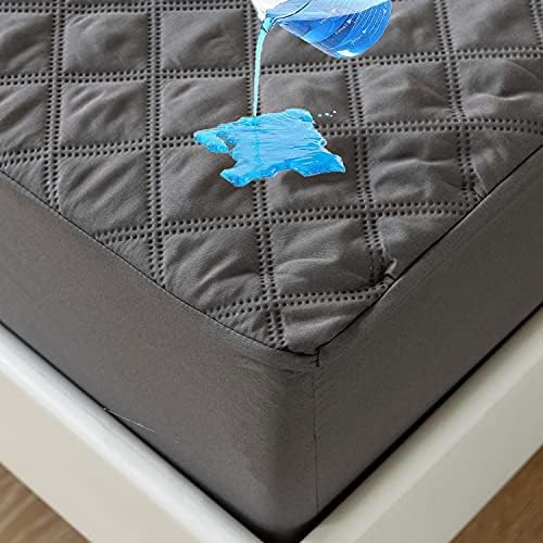  Queen Mattress Protector Waterproof - Soft Breathable & Noiseless Quilted Fitted Mattress Pad - Waterproof Mattress Cover With Deep Pocket Up To 14" Depth, Grey