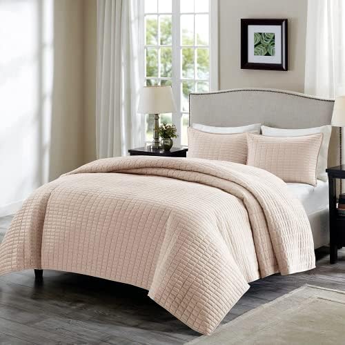  Comfort Spaces Kienna Quilt Set-Luxury Double Sided Stitching Design All Season, Lightweight, Coverlet Bedspread Bedding, Matching Shams, Twin/Twin XL(66"x90"), White,CS14-0263