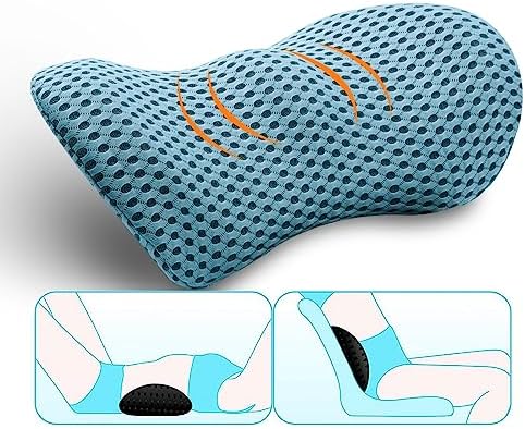 MIKIROY Lumbar Support Pillow For Office Chair And Car Seat, Memory Foam Lower Back Pillow, Neo Cushion For Low Back Pain Relief (Black, Mesh)