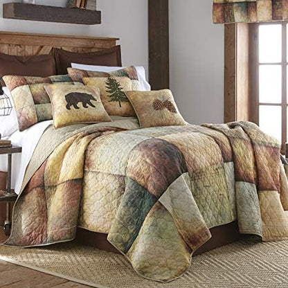  Donna Sharp King Quilt - Wood Patch Cotton Lodge Quilt With Colorful Pattern - Machine Washable