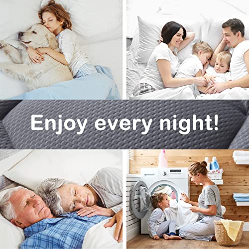  LVEN HOME Waterproof Twin Mattress Pad, Thick Padded Mattress Cover Protector Washable, Breathable Cooling Pillowtop Mattress Topper, Down Alternative Filled, Deep Pocket Fitted