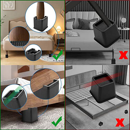  COLAZ Adjustable Bed Risers, Elevation In Heights Of 4 Inch Heavy Duty Furniture Risers For A Variety Of Sofa Table Couch Foot (4-Piece Set)