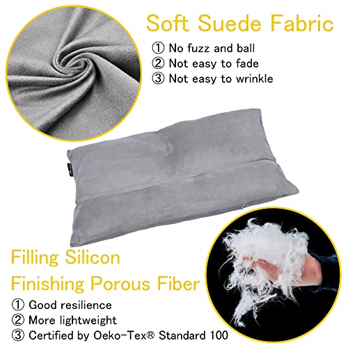  FOXSEON Camping Pillow - Travel Pillow, Pillowcase Wraps A Cylindrical Pillow And Two Square Pillows, Support Neck Pillow For Sleeping And Traveling (Gray)
