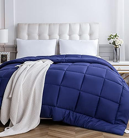  Down Alternative Comforter Queen Size, Ultra Soft Duvet Insert With Corner Tabs, Fluffy Warm All Season Quilted Soft Reversible Hotel Collection, White