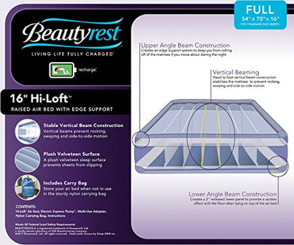  Hi-Loft Inflatable Mattress: Raised-Profile Air Bed With External Pump, Full Blue