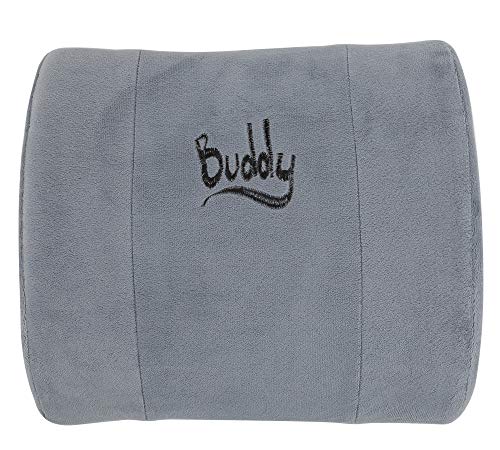  Buddy Lumbar Support Pillow - Office Chair & Car Seat Cushion Therapeutic Grade Memory Foam W/Adjustable Back, Removable, Washable Cover, Carrying Case, Back Pain Relief Guide, And Care Instructions