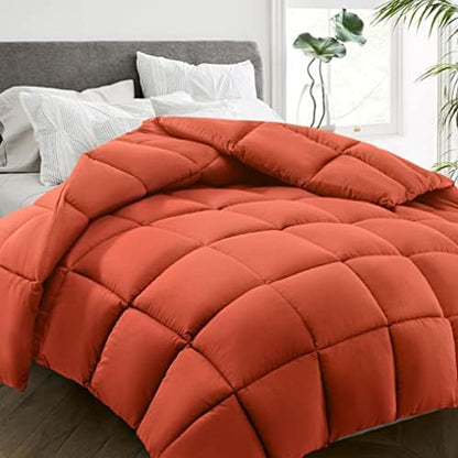  All Season Queen Size Bed Comforter - Cooling Down Alternative Quilted Duvet Insert With Corner Tabs - Winter Warm - Machine Washable - Dark Grey