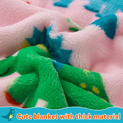  Mermaker Dinosaur Blanket For Girls, Pink Dinosaur Blankets For Girls And Boys, Cartoon Cute Dinosaur Throw Blankets For Kids And Teens, Soft Fleece Blanket For Couch And Bed (60x50 Inches)