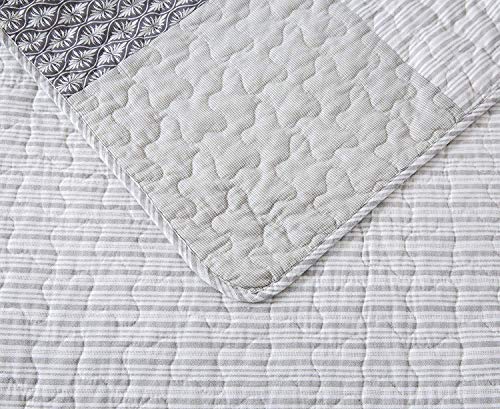  Cotton 3-Piece Quilt Set - Queen Size With 2 Shams: In The Mist Farmhouse Patchwork Bedding, Country Quilted Bedspread, Gray Bedding Lodge Comforter, Bedspreads & Coverlets
