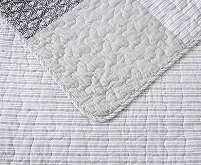  Cotton 3-Piece Quilt Set - Queen Size With 2 Shams: In The Mist Farmhouse Patchwork Bedding, Country Quilted Bedspread, Gray Bedding Lodge Comforter, Bedspreads & Coverlets