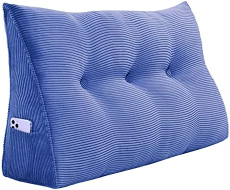  VERCART Wedge Headboard Pillows Bed Wedge Pillow Headboard Wedge Pillow Triangle Pillow Wedge Daybed Pillows Bolster Pillow Headboard With Removable Cover Corduroy Deep Blue Twin