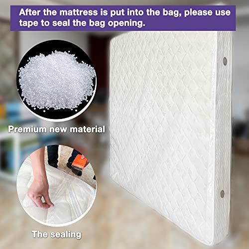  Queen Mattress Bag For Moving Storage, 4 Mil Heavy Duty Mattress Cover, Thick And Tear Resistant (Queen)