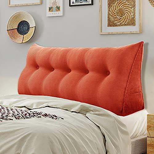  WOWMAX Ergonomics Headboard Pillow For California King Size Bed, Multifunctional Upholstered Headboard Pillows, Triangular Long Wedge Pillow For Wall No Need To Assembly Corduroy Grey (71 Inches)