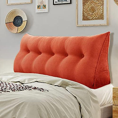  WOWMAX Ergonomics Headboard Pillow For California King Size Bed, Multifunctional Upholstered Headboard Pillows, Triangular Long Wedge Pillow For Wall No Need To Assembly Corduroy Grey (71 Inches)