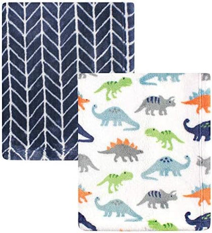  Hudson Baby Unisex Baby Cozy Plush Luxury Blankets 2pk, Pink Elephants, One Size