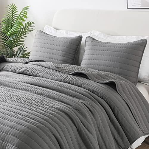  Olive Dark Green King Size Quilt Bedding Sets With Pillow Shams, Lightweight Soft Bedspread Coverlet, Forest Quilted Blanket Thin Comforter Bed Cover For All Season, 3 Pieces, 104x90 Inches