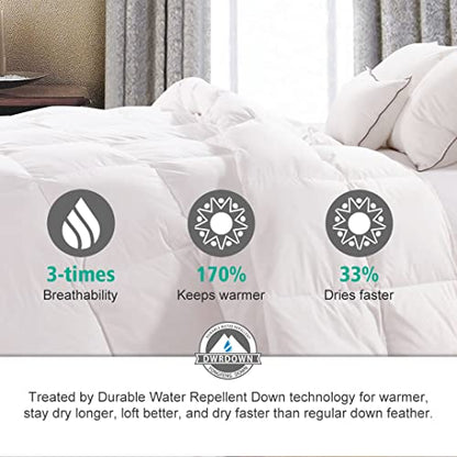  APSMILE Luxurious King Goose Feathers Down Comforter, Ultra-Soft Pima Cotton Goose Down Duvet, 39oz Hotel Collection Down Comforter Medium Warmth All Season Fluffy Duvet Insert (106x90, White)