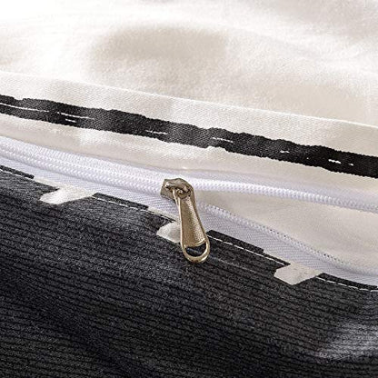  Duvet Cover King,600 Thread Count Cotton 3pcs King Duvet Cover Set Black Stripe Geometric Printed On White,Reversible With Zipper Closure 1 Duvet Cover And 2 Pillow Shams(King,Tuscan)