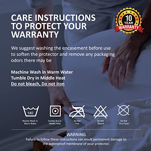  Luxury Cotton Terry Zippered Mattress Protector And Encasement - Bed Bug Dust Mite Proof, Hypoallergenic, Water Resistant - Rest Comfort (Queen, Stretches 9”-15 Depth)