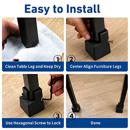  INFTYLE 4 PCS Adjustable Bed Risers 2 Inch, Black Chair Risers With Screw Clamp, Heavy Duty Sofa Tables Furniture Risers Fit For Square/Round Furniture Leg Diameters 0.8-1.6 Inch, Supports 5000 Lbs