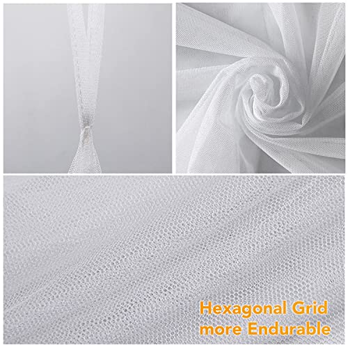  4 Corner Post Bed Canopy, Elegant Curtain Net For Full/Queen/King Size Bed (White)