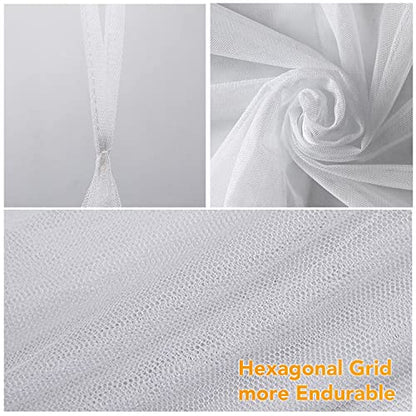 4 Corner Post Bed Canopy, Elegant Curtain Net For Full/Queen/King Size Bed (White)