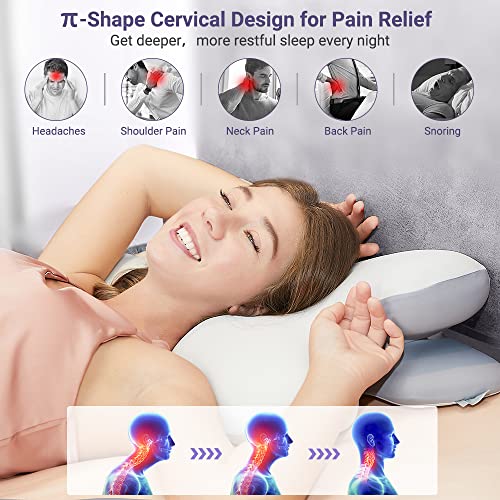  BUTTSSOM Cervical Neck Pillow,Ergonomic Contour Orthopedic Pillow For Neck And Shoulder Pain Relief With Soft Cooling Pillowcase,Memory Foam Support Sleeping Pillow For Side,Back,Stomach Sleeper