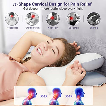  BUTTSSOM Cervical Neck Pillow,Ergonomic Contour Orthopedic Pillow For Neck And Shoulder Pain Relief With Soft Cooling Pillowcase,Memory Foam Support Sleeping Pillow For Side,Back,Stomach Sleeper