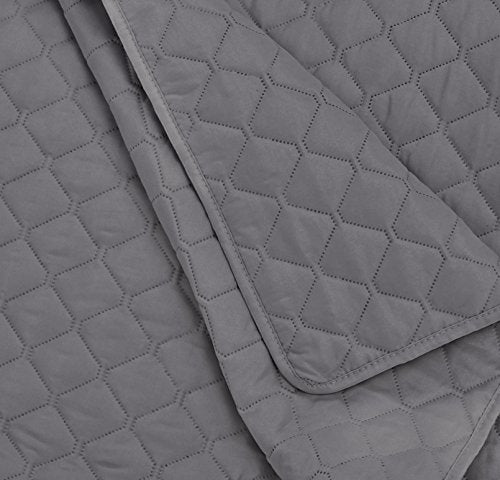 Amazon Basics Oversized Embossed Coverlet, Dark Grey Diamond, 220 X 240 Cm