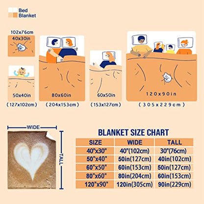  Coffee Blanket Fleece Lightweight Throws Gift For Birthday Christmas Soft Flannel Blankets For All Season Bed Sofa King-90"x120"
