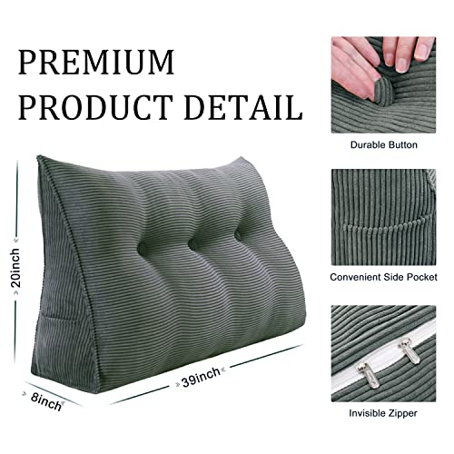  VERCART Wedge Headboard Pillows Bed Wedge Pillow Headboard Wedge Pillow Triangle Pillow Wedge Daybed Pillows Bolster Pillow Headboard With Removable Cover Corduroy Deep Blue Twin
